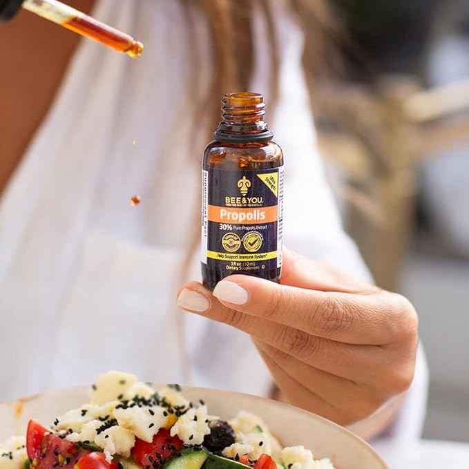 Bee and You Propolis Liquid Extract Drops, 30% Propolis, Ultra Pure, Immune Support Supplement, Sore Throat, Allergy Relief, Respiratory, Antioxidants, Keto, Paleo, Gluten-Free, 1 Fl Oz