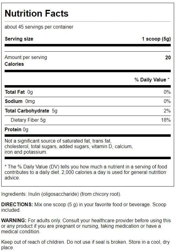 Swanson Inulin - Prebiotic Soluble Fiber Powder Promoting Digestive Health - Naturally Occurring FOS from Chicory Root Supporting Overall Gut Performance - (8 oz Each) (3 Pack)