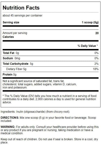 Swanson Inulin - Prebiotic Soluble Fiber Powder Promoting Digestive Health - Naturally Occurring FOS from Chicory Root Supporting Overall Gut Performance - (8 oz Each) (3 Pack)