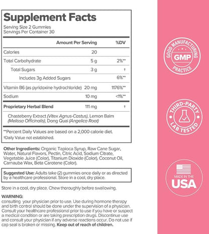 O Positiv FLO PMS Gummies for Women - Proactive PMS Relief - Targets Hormonal Breakouts, Bloating, Cramps, & Mood Swings with Chasteberry, Vitamin B6, & Lemon Balm - PMS Gummies (Pack of 1)