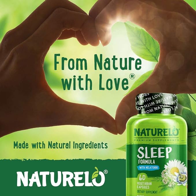 NATURELO Sleep Aid - with Melatonin, Magnesium, GABA, Valerian Root, Lemon Balm, Chamomile Herbal Extracts - Plant-Based Sleeping Aid - 60 Vegan Capsules (Pack of 2)