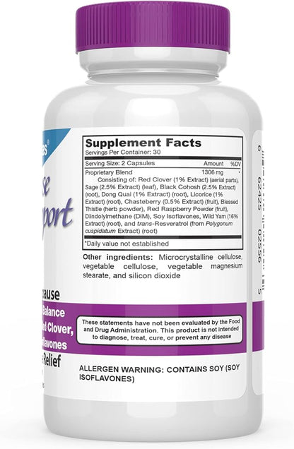 DrFormulas Menopause Supplement for Hot Flashes, Night Sweats Relief, and Support with DIM, Black Cohosh, Dong Quai (60 Vegetarian Capsules)