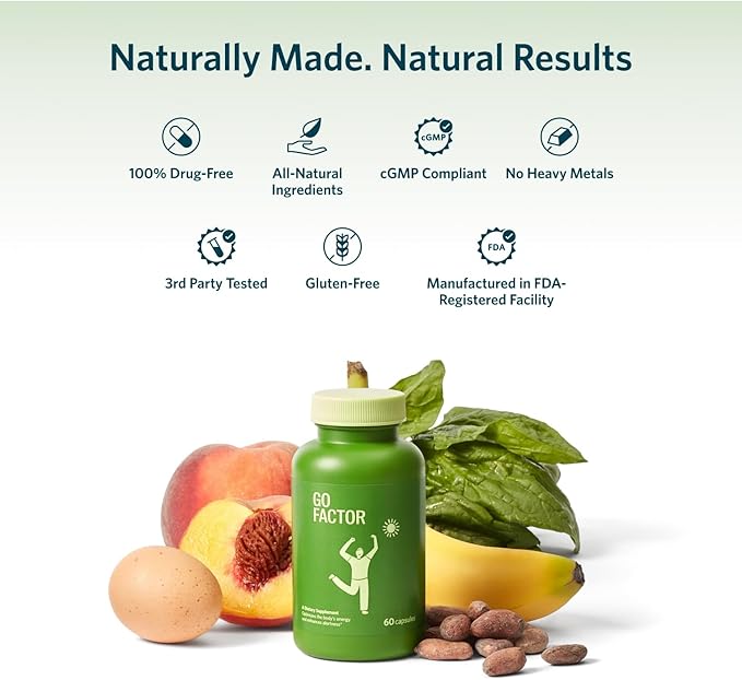 Go Factor Energy Supplement with Vitamin B Complex & Taurine | Natural, Fast Acting, Non-Habit Forming | Enhances Alertness, Boosts Energy, Supports Muscular Efficiency, Aids Recovery - 60 Capsules