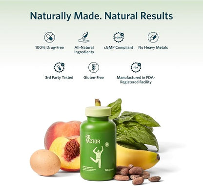 Go Factor Energy Supplement with Vitamin B Complex & Taurine | Natural, Fast Acting, Non-Habit Forming | Enhances Alertness, Boosts Energy, Supports Muscular Efficiency, Aids Recovery - 60 Capsules