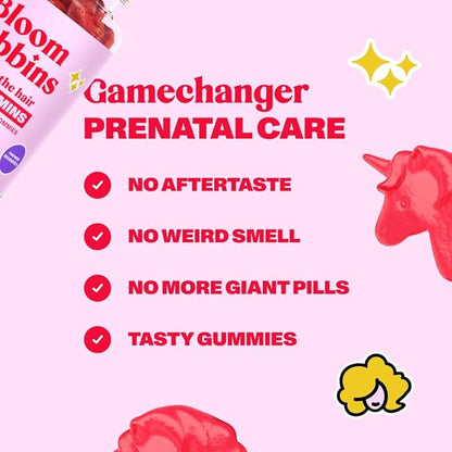 Hair Gummy Prenatal Vitamins for Women Pregnancy with Vitamin B6 - Pre Natal Multivitamin for Women & Folic Acid - 60 Prenatal Hair Gummies with Folic Acid (1Pack)