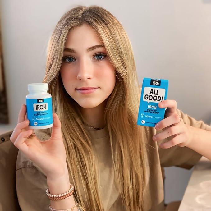 NovaFerrum All Good | Iron Capsule Supplements for Adults | Anemia | 50mg of Iron | 90 Servings | Sugar Free | Vegan | Gluten Free