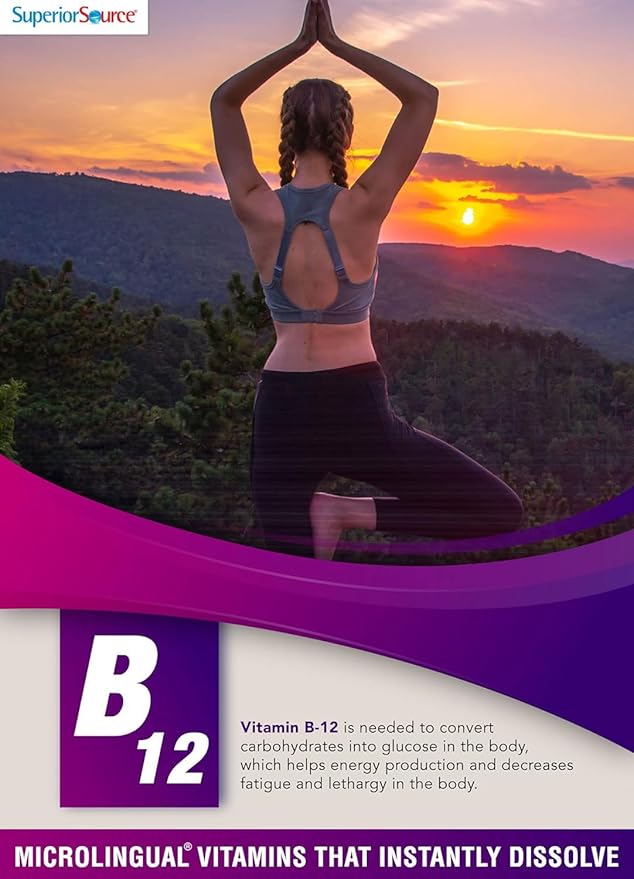 Superior Source No Shot Methylcobalamin B-12 2500 mcg - Vitamin B-12 to Support Energy Production, Brain Health & Overall Wellness - Sublingual Tablets for Quick Absorption - 90 Dissolving Tablets
