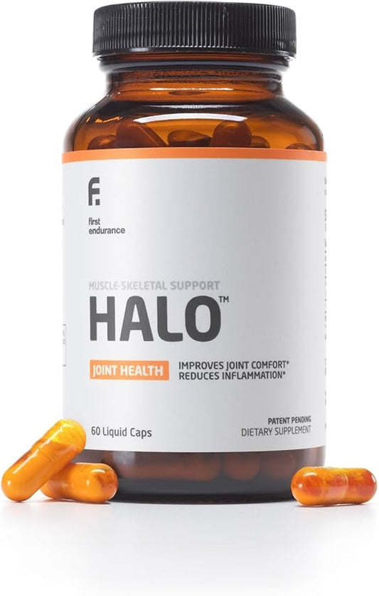 FIRST ENDURANCE Halo Joint Health Supplement - Krill Oil, Choline, Curcumin, Improves Joint Comfort, Accelerates Recovery, Superior Absorption Extra Strength Joint Support, 60 Liquid Capsules