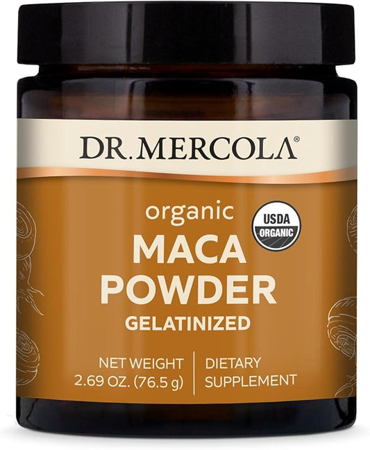 Dr. Mercola Organic Maca Powder Gelatinized Dietary Supplement, 2.69 oz (45 Servings), Non GMO, Soy Free, Gluten Free, USDA Organic