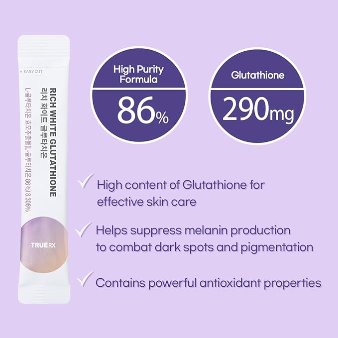 Rich L-Glutathion White 290mg 86% Korea Innerbeauty Collagen 500mg vitaminC 510mg, WhiteTomato, Raspberry Flavor, Powder Stick 14 Pouch