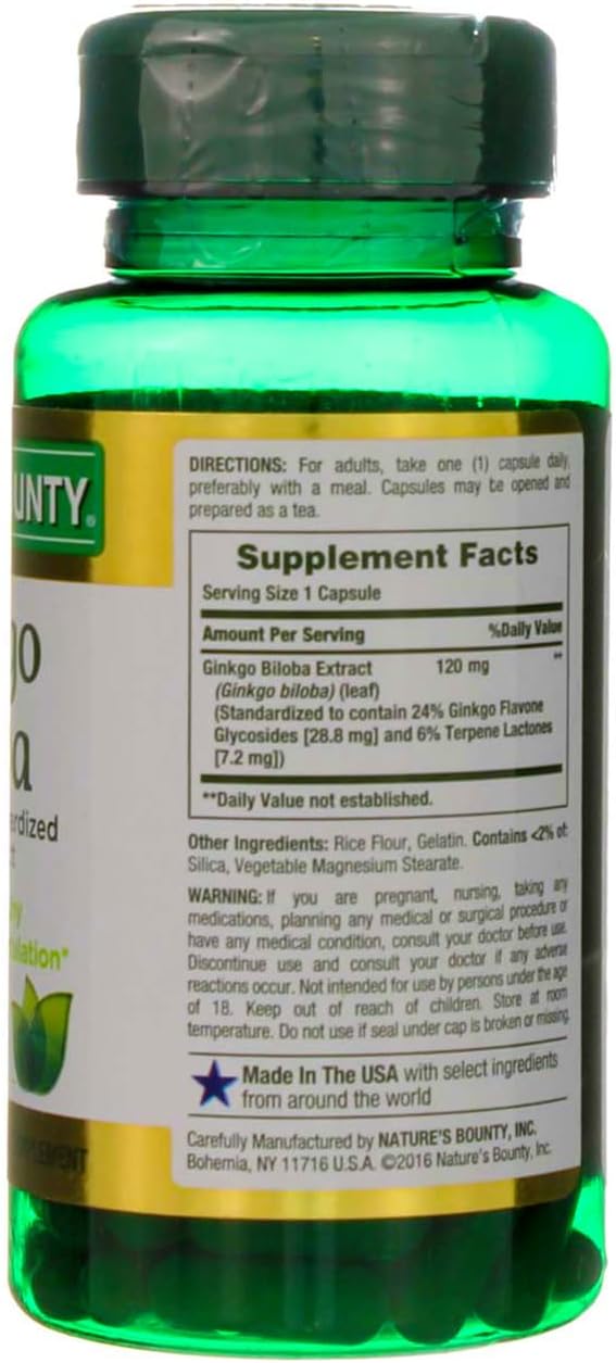 Nature's Bounty Ginkgo Biloba Capsule 120 mg 100 ea