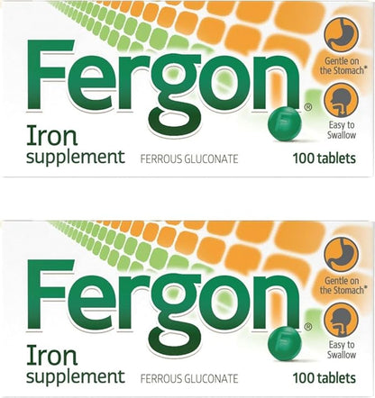 Fergon High Potency Iron Highly Soluble & Easily Digested, 27 mg Iron, 100 Tablets