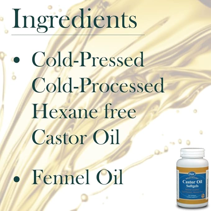 Baar Castor Oil Softgels Natural Laxative with Fennel Oil
