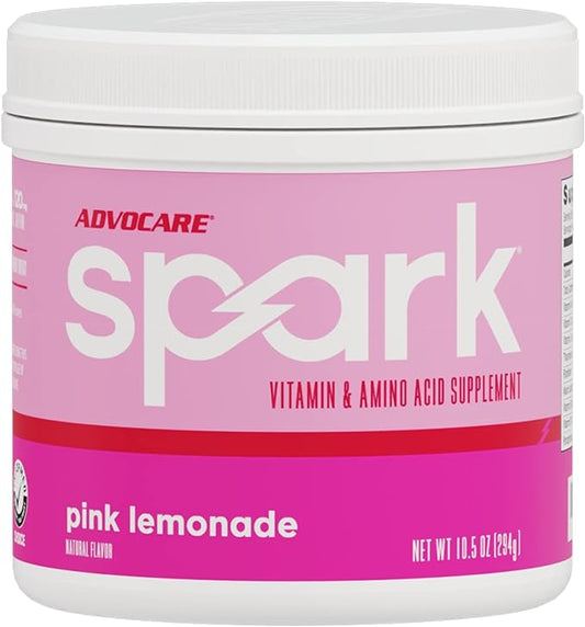 AdvoCare Spark Vitamin & Amino Acid Supplement - Focus & Energy Drink Powder Mix with Vitamin A, B-6, C & E - Also Includes L-Carnitine & L-Tyrosine - Pink Lemonade - 10.5 oz