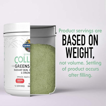 Garden of Life Grass Fed Collagen Greens Beauty Powder - Apple, 14 Servings, Collagen Powder for Women Skin Hair Nails Joints, Collagen Peptides Powder, Collagen Protein + Greens, Collagen Supplement