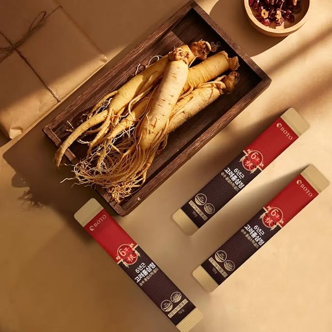 BOTO 6 Years Korean Red Ginseng Gold Extract Natural Energy Supplements Nitric Oxide Brain Natural Immune Support Liquid Portable Sticks 30 Sachet for 1 Month