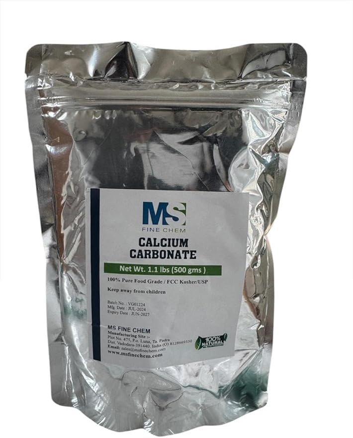 Pure Original Ingredients Calcium Carbonate (1.1lb) 500gm - Calcium Supplement, Calcium 500mg - Calcium Carbonate Food Grade, Dietary Supplement, Food Preservative, Acid Neutralizer