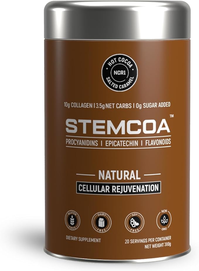 NCR1 - Natural Cellular Renewal & Rejuvenation, Salted Caramel Flavor, Hydrolyzed Bovine Collagen Powder with Cocoa & Resveratrol, Non-GMO, Gluten Free & Keto Diets