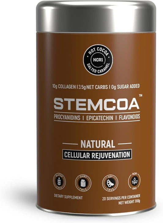 NCR1 - Natural Cellular Renewal & Rejuvenation, Salted Caramel Flavor, Hydrolyzed Bovine Collagen Powder with Cocoa & Resveratrol, Non-GMO, Gluten Free & Keto Diets