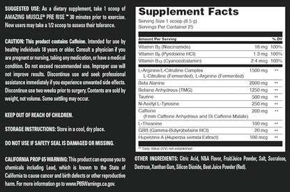 Pre Rise | Pre-Workout Powder Supplement with Caffeine & Beta-Alanine for Men & Women | 25 Servings (25 Servings, Cherry Ice)