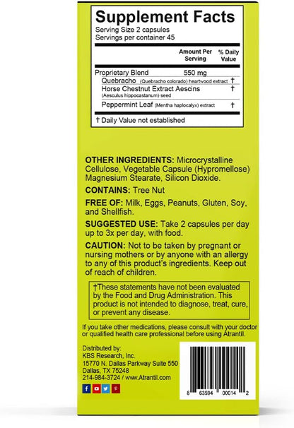 Atrantíl Atrantil 90 Capsules-Antioxidant Packed Polyphenol for Bloating and Gas Relief, Abdominal Discomfort, Constipation, Diarrhea, Postbiotic, Change,n Bowel Habits and Everyday Digestive Health.