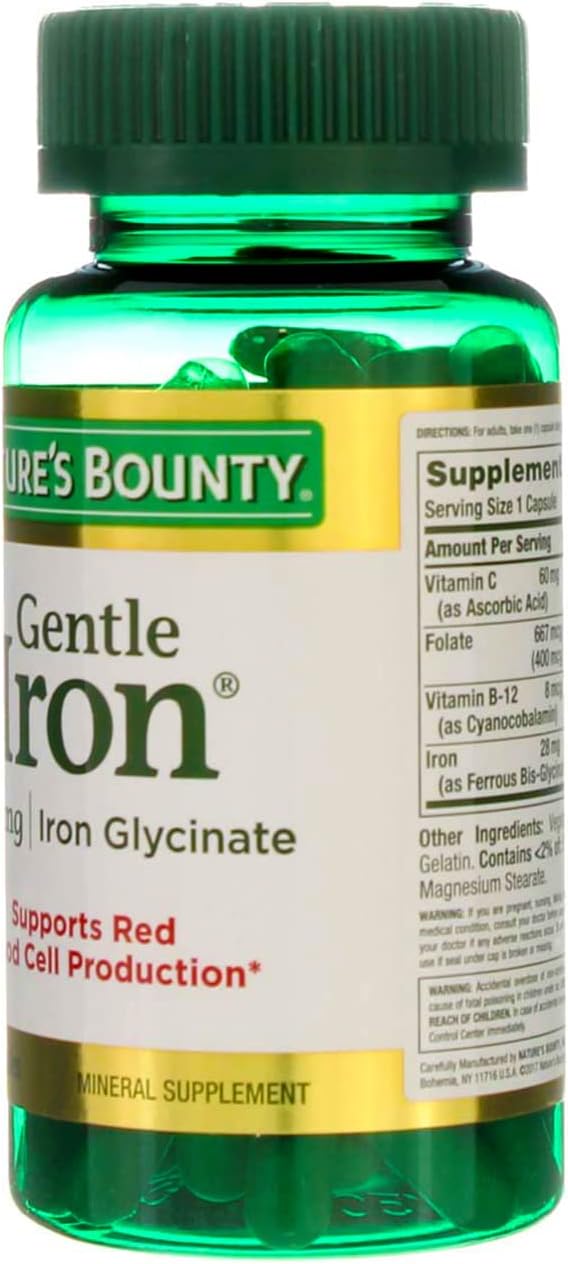 Nature's Bounty Gentle Iron 28 mg - 90 Capsules, Pack of 5
