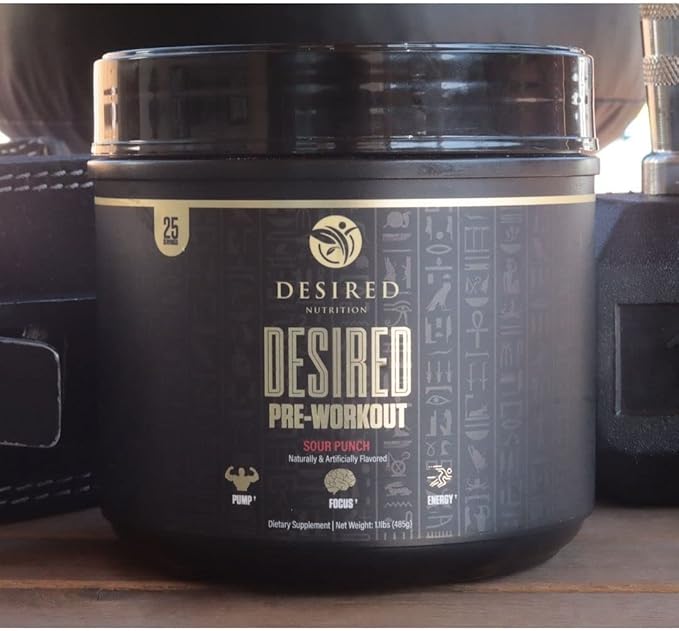 Desired Pre Workout - Energy, Endurance, Focus, Pump and Strength - Beta Alanine, Caffeine, Citrulline Malate, DMAE 750 mg, L-Tyrosine (25 Servings)