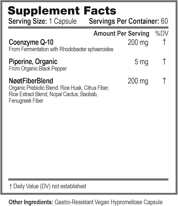 Organic CoQ10 200mg Capsules - Coenzyme Q10 - Ubiquinone - Vegan Supplements for Heart Health & Longevity - Nootropic for Cognitive Health - 60 Capsules / 2 Month Supply