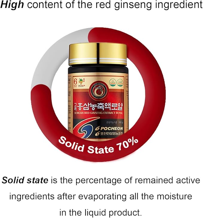 Pocheon 240g(8.5oz), 100% Pure Korean 6Years Root Panax Red Ginseng Extract Royal, 70% Solid State, Saponin, Natural Immune Support