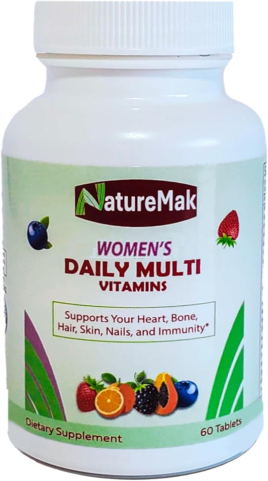 Multivitamins Tablet for Women, Once Daily Multivitamin for Adult, Multimineral Supplement with Iron, Vitamins A, D, E, C, and B-Complex, Supports Immunity, Bone, and Hair, 60 Count