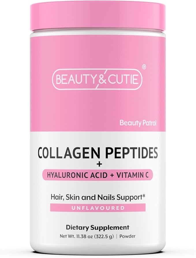 Collagen Peptides 10g with Hyaluronic Acid 120 mg and Vitamin C Powder, Hair, Skin and Nails Support, Grass Fed, Unflavored, 11.38 oz