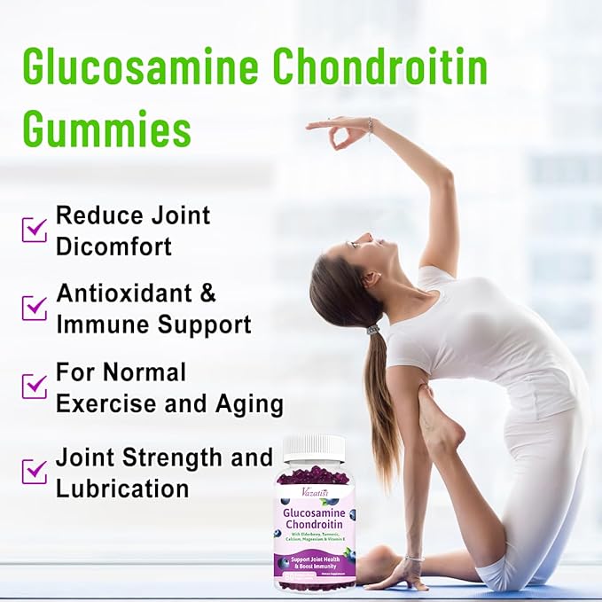Glucosamine Chondroitin Gummies - Glucosamine Gummies with MSM, Turmeric & Boswellia, Support Cartilage, Joint Structure & Tissue, Joint Support Supplement for Men and Women - 60 Cts