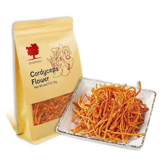QIANPINHUI Cordyceps Flower Whole Dried Cordyceps Mushroom 6oz - Helps Reduce Fatigue,Increase Energy for Soup/Cooking/Cooling/Tea Making