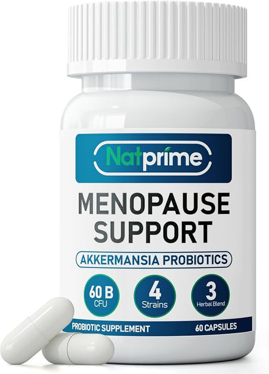 Menopause Probiotic Supplements for Women - 60 Billion CFU Akkermansia Probiotics for Hormone Balance, Night Sweats, Hot Flashes Relief, Gut Health - 60 Ct