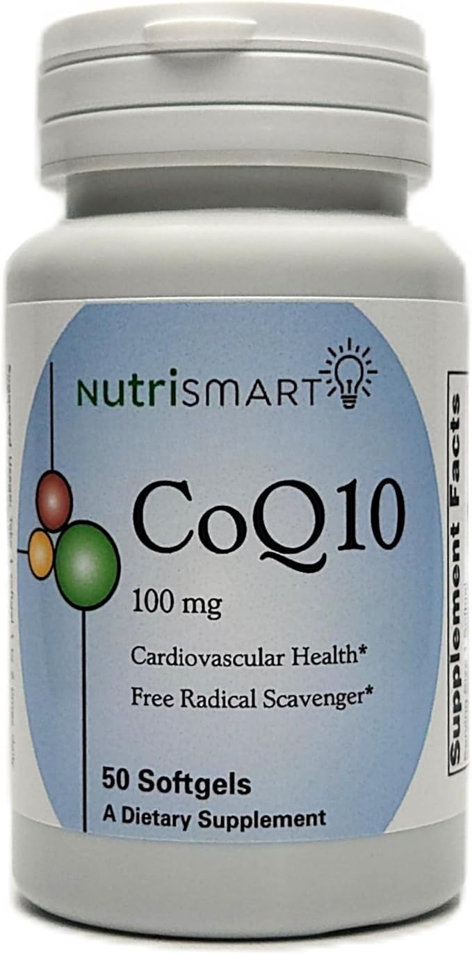 CoQ10 100 mg Coenzyme Q10 Supplement - 50 Softgels for Men and Women - Supports Cardiovascular & Vascular Health Heart Brain Memory & Cognition GMO Free Q10 Coenzyme