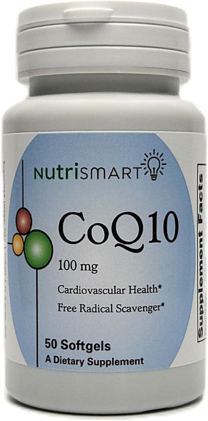 CoQ10 100 mg Coenzyme Q10 Supplement - 50 Softgels for Men and Women - Supports Cardiovascular & Vascular Health Heart Brain Memory & Cognition GMO Free Q10 Coenzyme