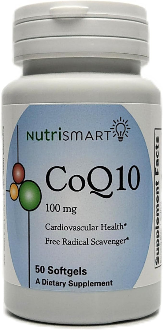 CoQ10 100 mg Coenzyme Q10 Supplement - 50 Softgels for Men and Women - Supports Cardiovascular & Vascular Health Heart Brain Memory & Cognition GMO Free Q10 Coenzyme
