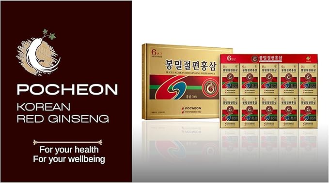 Pocheon 200g(10ea X 20g) 6Years Sliced Korean Panax Red Ginseng Roots with Honey, Saponin, Natural Immune Support