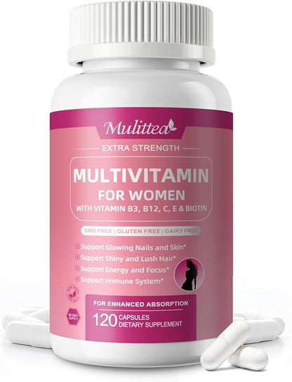 Multivitamin for Women-Methylated Multivitamin for High Absorption-With 30+ Nutrients-Hair, Skin and Nails Vitamins for Women-With Vitamins A,C,E, Biotin-Bloom Energy and Help Focus-120 Count