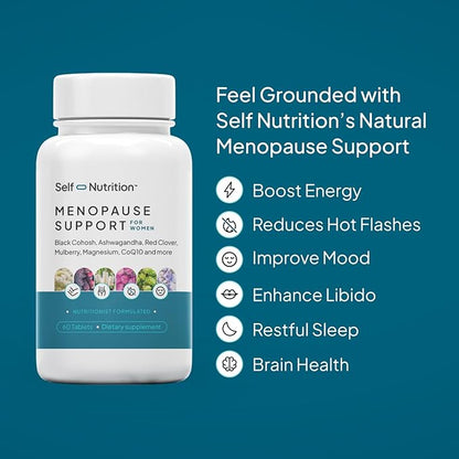 Menopause Support for Women -All-Natural, Hormone-Free Perimenopause & Menopause Support. Unique Blend for Hot Flashes, Mood, Energy, Sleep & More. Vegan, Gluten-Free, 60 Capsules.