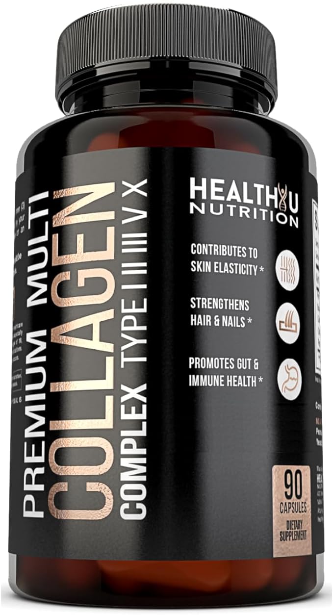 Premium Multi Collagen Peptides Pills - Hydrolyzed Collagen Capsules for Men and Women Types 1 2 3 5 10 - Collagen Supplements for Men - Colageno Hidrolizado Pastillas para Hombre Mujer 90 caps