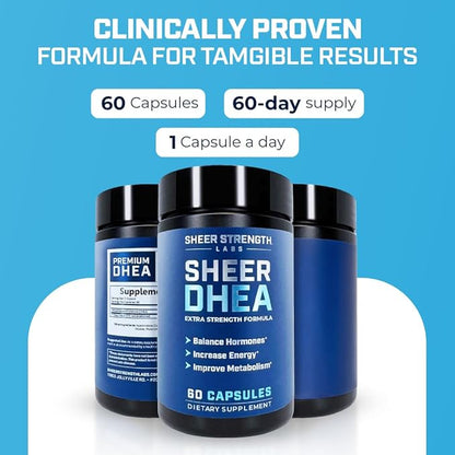 DHEA Supplement for Men DHEA 100mg - Pure DHEA Supplement for Men for Strength and Hormone Balance - DHEA for Women and Men - High Purity Enhanced Absorption 60 SV USA
