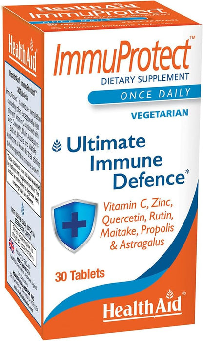Immuprotect, 30 Tablets, Ultimate Immune Defense, Contains Vitamin C, Zinc, Quercetin, Rutin, Maitake, Propolis, and Astragalus, Once Daily, Vegetarian