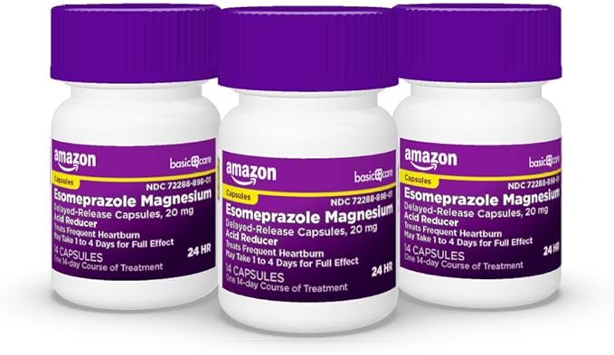 Amazon Basic Care Esomeprazole Magnesium Delayed Release Capsules, 20 mg, Acid Reducer, Heartburn Medicine, 42 Count
