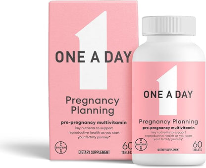 One A Day Pregnancy Planning Prenatal Multivitamin for Women, Pre Pregnancy Vitamins for Women with Methylfolate, Folic Acid, Zinc, Vitamin B12 & Vitamin D to Support Reproductive Health, 60 Tablets