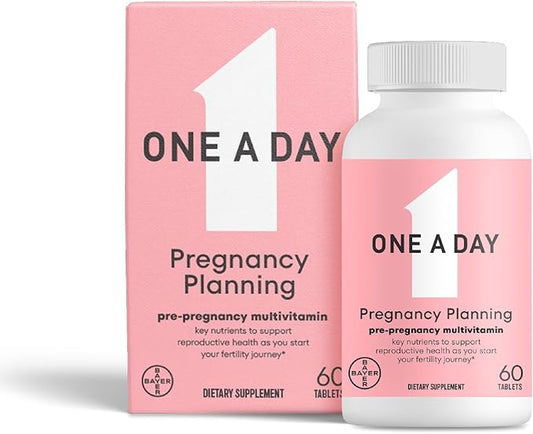 One A Day Pregnancy Planning Prenatal Multivitamin for Women, Pre Pregnancy Vitamins for Women with Methylfolate, Folic Acid, Zinc, Vitamin B12 & Vitamin D to Support Reproductive Health, 60 Tablets