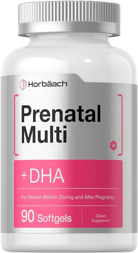 Horbäach Women's Prenatal Multivitamin with DHA, Iron and Folic Acid | 90 Softgels | Non-GMO & Gluten Free
