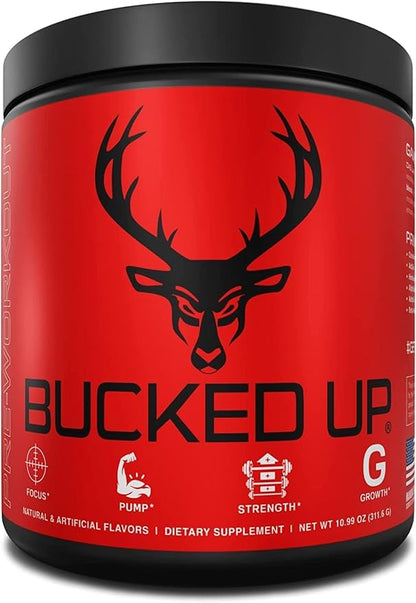 Bucked Up - Woke - HIGH STIM Pre Workout - Best Tasting - Focus Nootropic, Pump, Strength, 30 Servings (Blue Raspberry)