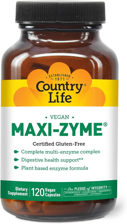 Country Life - Maxi-Zyme, Digestive Enzyme Complex - 120 Vegetarian Capsules