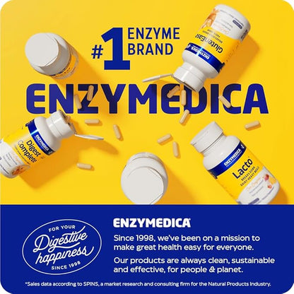 Enzymedica GlutenEase, Digestive Enzymes for Food Intolerance, Support for Hidden Gluten & Cross-Contamination, Offers Fast Acting Gas & Bloating Relief, 120 Count (FFP)